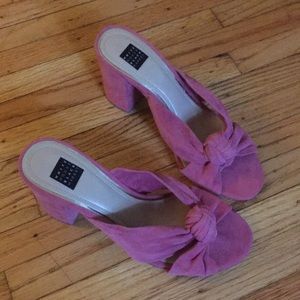NIB WHBM Callie Pink Suede Mule Sandals Size 7M